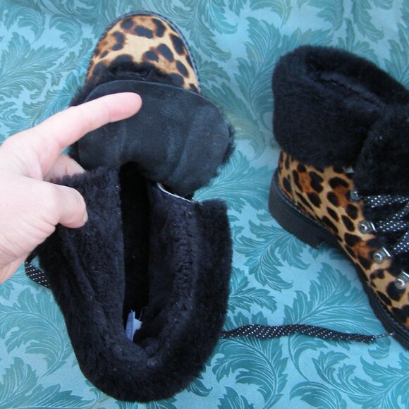 🤎🖤 J. Crew size 8-8.5 Nordic Boots in Leopard Calf Hair - Picture 10 of 12